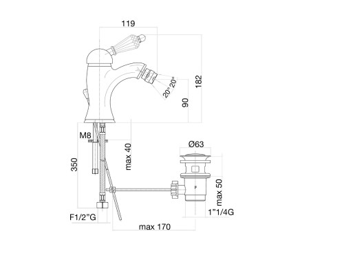 Смеситель для биде Fiore Imperial Sky Swarovski® 82ZZ5321 бронза