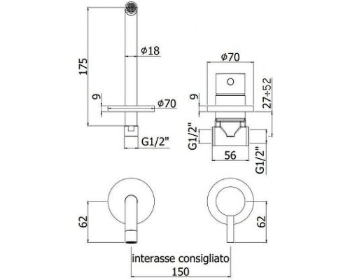 Смеситель для раковины Paffoni Light LIG006HGSP70 Золото медовое брашированное