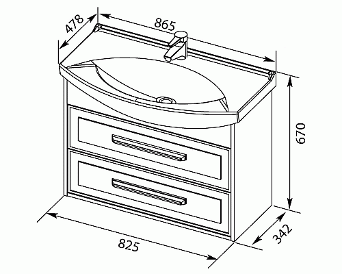 Тумба под раковину Aquanet Остин 85 200908 подвесная Белый глянец Дуб кантербери