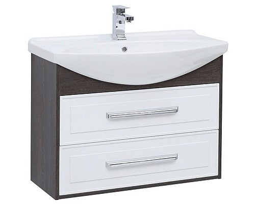 Тумба под раковину Aquanet Остин 85 200908 подвесная Белый глянец Дуб кантербери