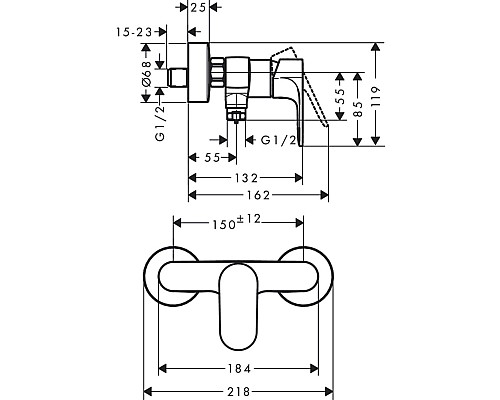 Смеситель для душа Hansgrohe Rebris S 72640670 Черный матовый