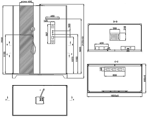 Душевая кабина Black&White Galaxy 160х85 8030000 с гидромассажем