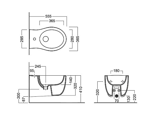 Биде Hatria Le Fiabe Y1A9 подвесное Белое