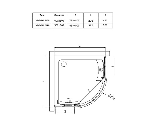 Душевой уголок Vincea Alpha 90x90 VSQ-3AL900MT профиль Хром стекло текстурное