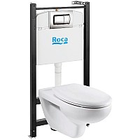 Комплект унитаза с инсталляцией Roca Victoria 893100000 с сиденьем Микролифт и клавишей смыва