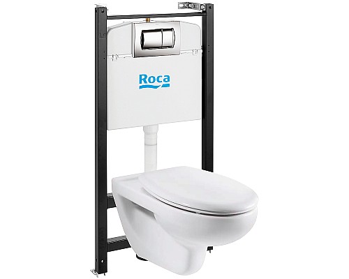 Комплект унитаза с инсталляцией Roca Victoria 893100000 с сиденьем Микролифт и клавишей смыва