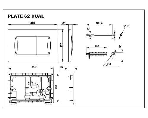 Комплект унитаза с инсталляцией Roca Victoria 893100000 с сиденьем Микролифт и клавишей смыва