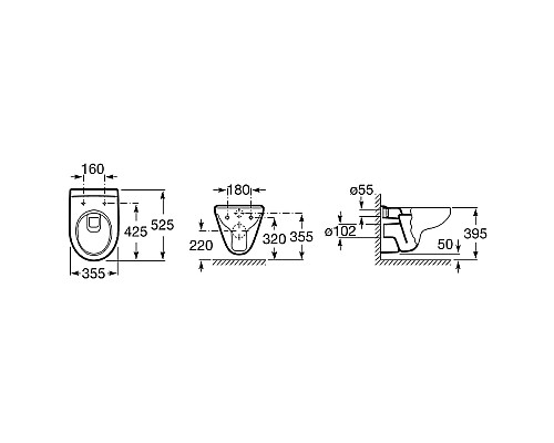 Комплект унитаза с инсталляцией Roca Victoria 893100000 с сиденьем Микролифт и клавишей смыва