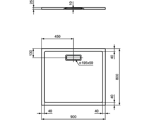 Акриловый поддон для душа Ideal Standard Ultraflat New 90х80 T448101 Белый