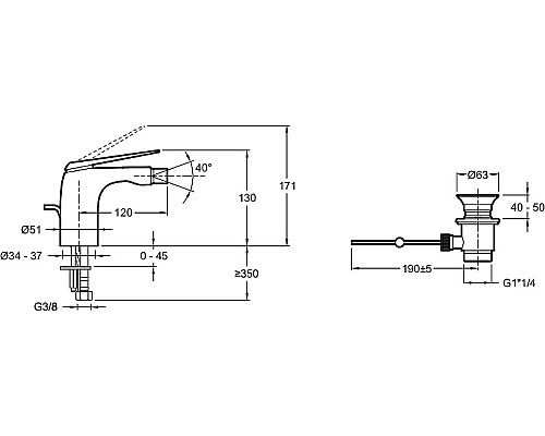Смеситель для биде Jacob Delafon Avid E97014-BN Никель