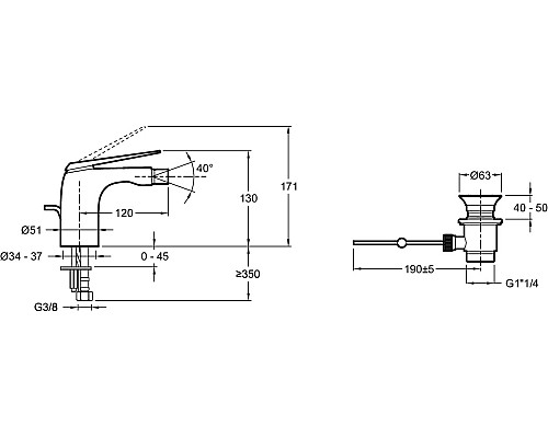 Смеситель для биде Jacob Delafon Avid E97014-BN Никель