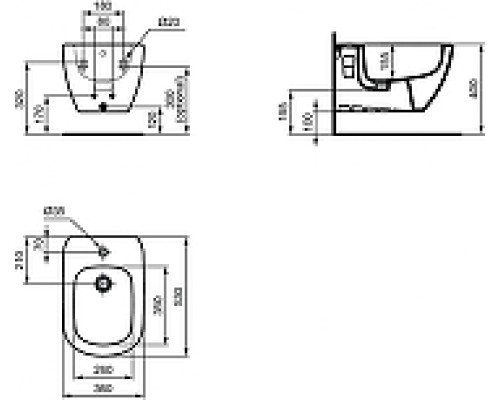 Биде Ideal Standard Tesi T3552V3 подвесное Черный шелк