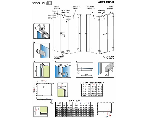 Душевая дверь Radaway Arta KDS II 53 386521-03-01R петли Хром стекло прозрачное