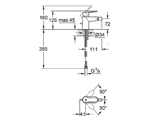 Смеситель Grohe для биде, с цепочкой 23332000