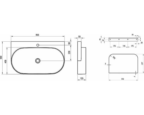 Раковина Ravak Yard 80 XJX01280002 Белая