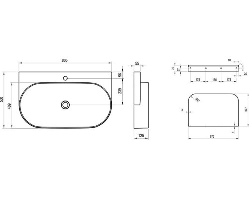 Раковина Ravak Yard 80 XJX01280002 Белая