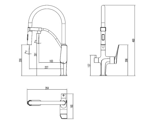 Смеситель для кухни Lemark Comfort LM3074C Хром Черный