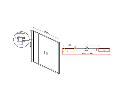 Душевая дверь Vincea Garda 170 VDS-1G2170CL профиль Хром стекло прозрачное