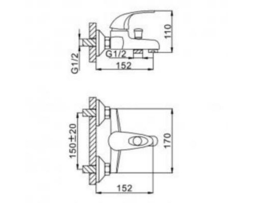 Смеситель для ванны Frap H02 F3002-B Хром