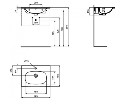 Раковина Ideal Standard Tesi Vanity 60 T351001 Euro White