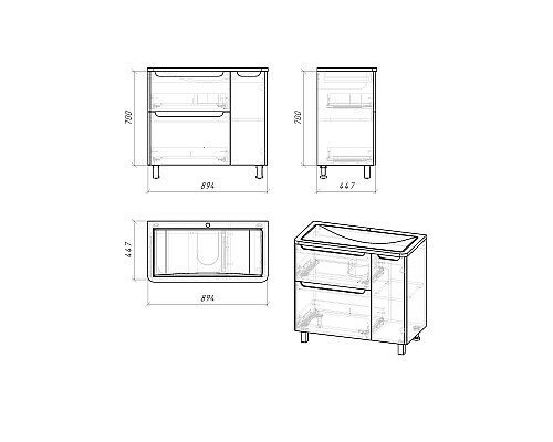 Тумба под раковину Grossman Адель 90 109004 Белая