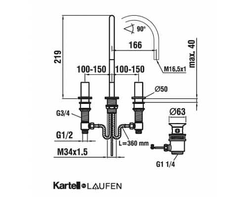 Смеситель Laufen Kartell by Laufen для раковины 3.1233.3.004.221.1
