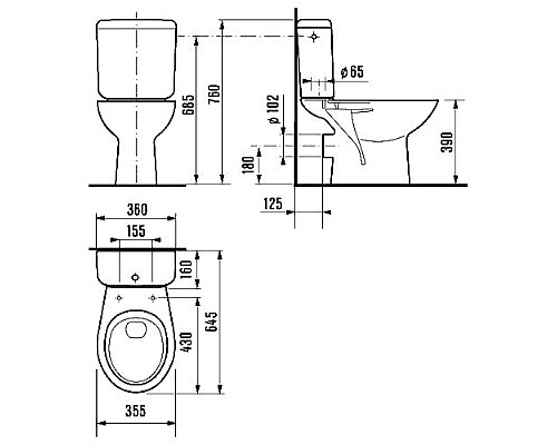 Унитаз компакт Jika Zeta 8.2539.6.000.242.9 с бачком без сиденья