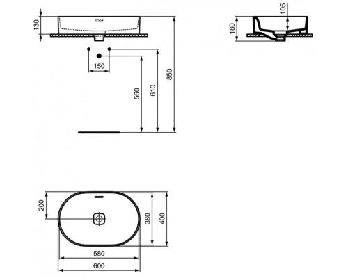 Раковина-чаша Ideal Standard Strada II Oval Vessel 60 T360401 Euro White