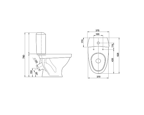 Унитаз компакт Santeri Вест 1.P201.8.S01.00B.F с бачком и сиденьем