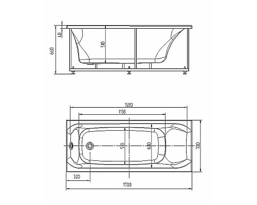 Акриловая ванна Aquatek Афродита 170x70 AFR170-0000045 без панелейсо слив-переливом