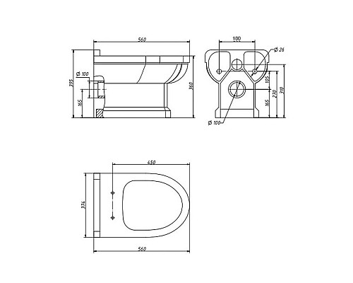 Подвесной унитаз Caprigo Tempo 56х37х39 4803