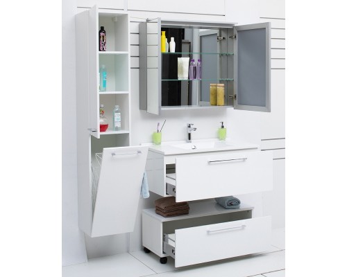 Шкаф пенал De Aqua Токката Тока 1 35 L 167272 подвесной с бельевой корзиной Белый