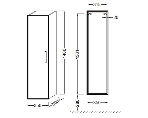 Подвесная колонна 140 х 35 см Jacob Delafon EB396J5