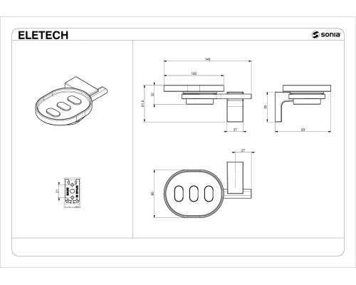 Мыльница стекло к стене Sonia 114078