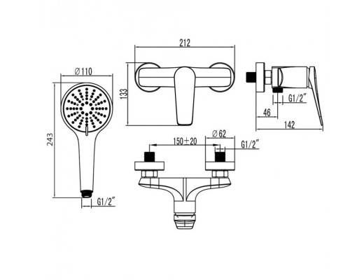Смеситель для душа Lemark Bronx LM3703GM Графит