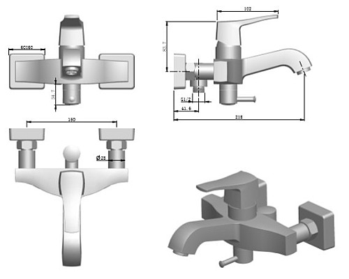 Смеситель для ванны Adiante AD-25022 CR