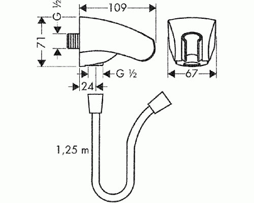Держатель душевой лейки со шланговым подсоединением Hansgrohe Porter Е 27507000 Хром