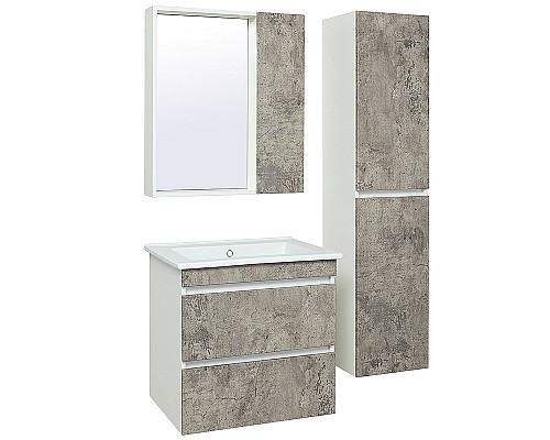 Тумба под раковину Runo Манхэттен 65 00-00001018 Серый бетон Белая