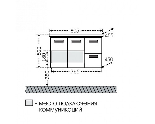 Тумба под раковину СанТа Меркурий 80 подвесная Белая