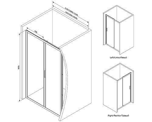 Душевая дверь AM.PM Gem Solo 110 W90G-110-1-195BG Черный матовый -