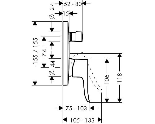Смеситель для ванны Hansgrohe Metris однорычажный хром 31451000