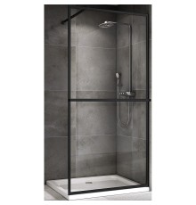 Душевая перегородка Abber Immer Offen 100 профиль Черный стекло прозрачное