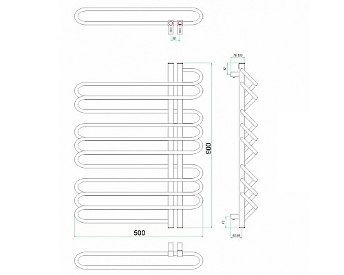 Полотенцесушитель ГРОТА STELLE 50/90 R