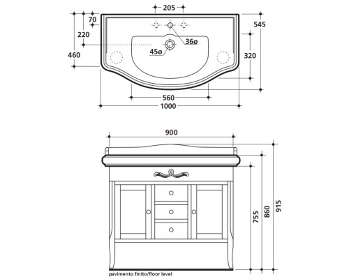 Тумба под раковину Kerasan Retro 734730 100 белый матовый