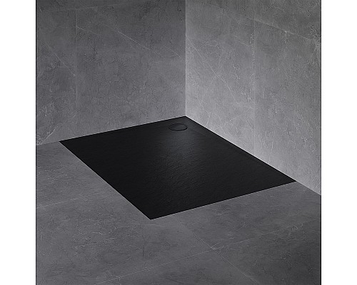 Душевой поддон из искусственного камня Omnires Stone 100х90 STONE90/100BL Черный матовый