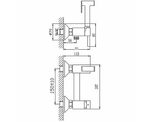 Гигиенический душ со смесителем Haiba HB5510-7 Черный матовый