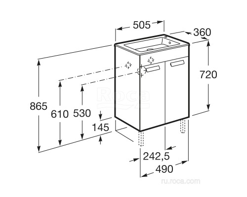 Тумба под раковину Roca Debba 50 ZRU9302710 2 дверцы, белый глянец