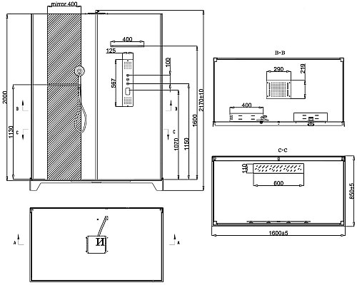Душевая кабина Black&White Galaxy 160х85 8030000 с гидромассажем