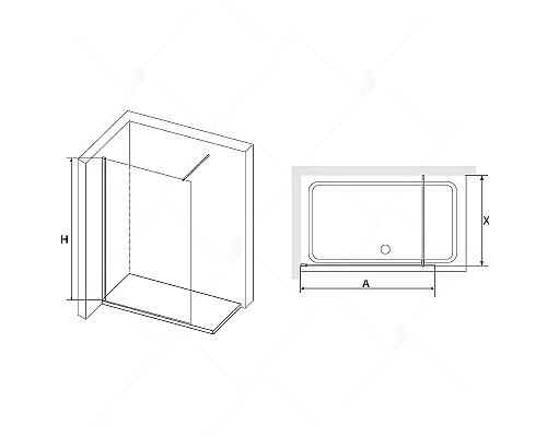 Душевая перегородка RGW Walk In WA-010B 110 351001011-24 Черный -сатинат