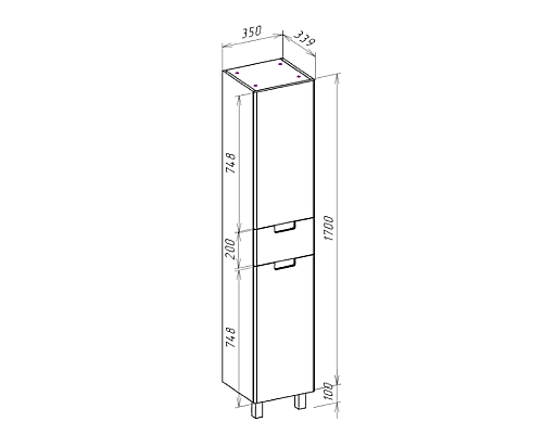 Шкаф пенал Bellezza Пегас 35 L 4620404712048 Черный Белый